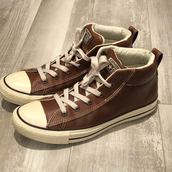 brown leather converse